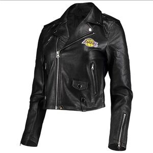 THE WILD COLLECTIVE NBA➕NWT LA LAKERS Black Moto Jacket